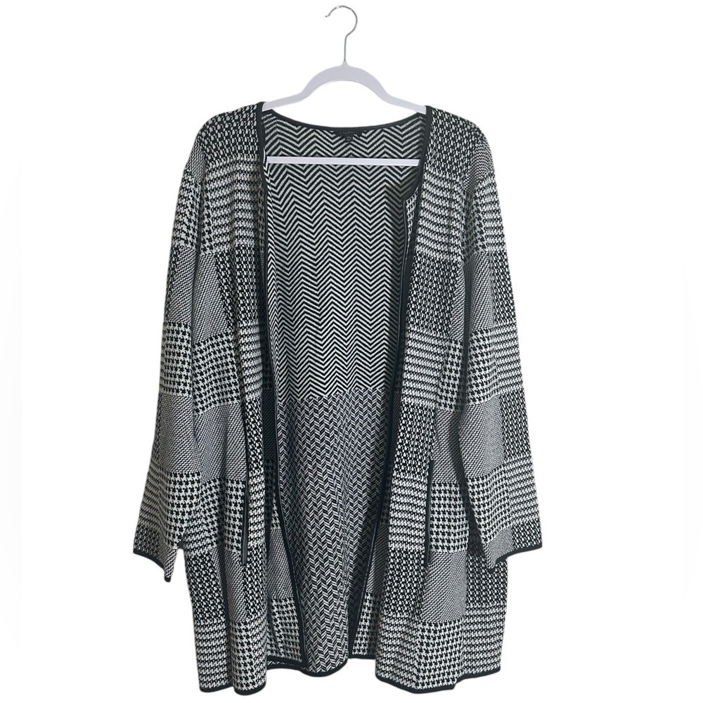 Talbots Womens Plaid Open Cardigan Pockets Comfortable Office Casual Size 2XL